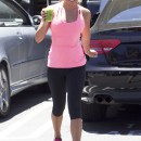 Exclusive... Lea Michele Stops For A Drink After A Run