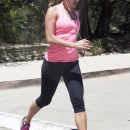 Exclusive... Lea Michele Stops For A Drink After A Run