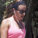 Exclusive... Lea Michele Stops For A Drink After A Run