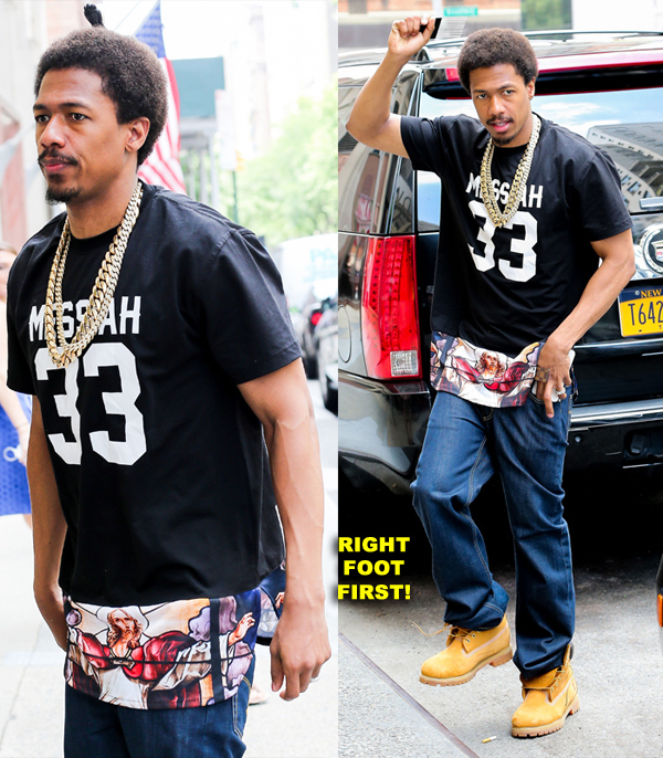 Exclusive... Nick Cannon Shows Off His Hair In NYC