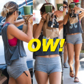 Vanessa Hudgens Gets Shy Stopping For Some Juice