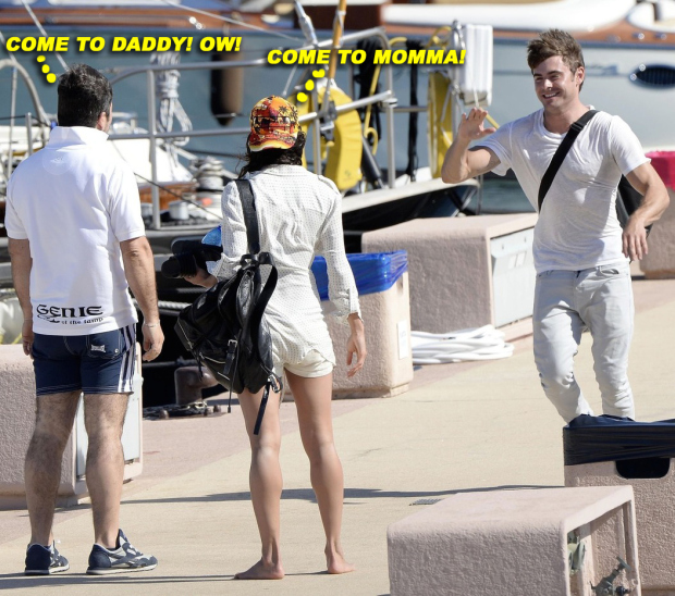 UNLIKELY FRIENDS! Zac Efron and Michelle Rodriguez are seen getting off a boat together after enjoying the sun and the ocean on a boat in Porto Cervo, Sardinia