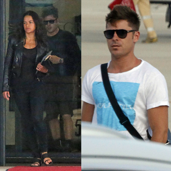 Zac Efron and Michelle Rodriguez head to an airport in Sardinia after vacationing off the Emerald Coast with friends