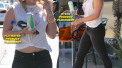 Hilary Duff Enjoys Fiji Water & Steaz Iced Green Tea AT THE SAME TIME