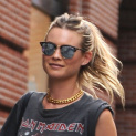 Behati Prinsloo Catwalks Around NYC Wearing An Iron Maiden Tee!