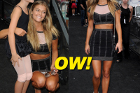 Nina Agdal at New York Fashion Week for Herve Leger by MaxAzria