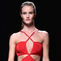 PARIS: Rosie Huntington-Whiteley On The Runway At The Balmain Show