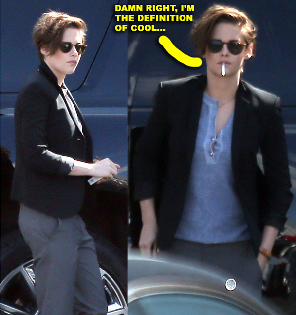 Exclusive... Kristen Stewart Enjoys A Smoke Break