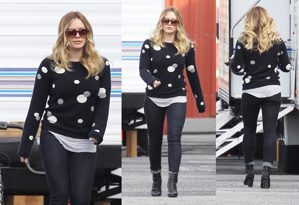 Hilary Duff on the set of Raising Hope in LA_012913_03-1