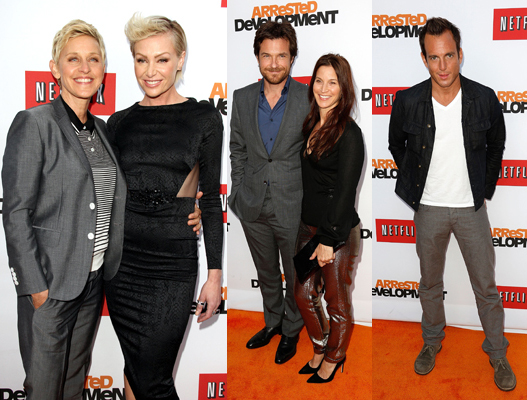 Ellen DeGeneres & Portia de Rossi; ason Bateman & Amanda Anka; Will Arnett