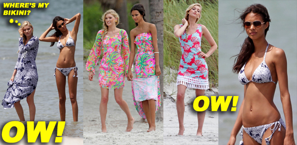 **EXCLUSIVE** Victoria's Secret models Lais Ribeiro and Elsa Hosk hit the beach to model a number of outfits and bikinis in Miami