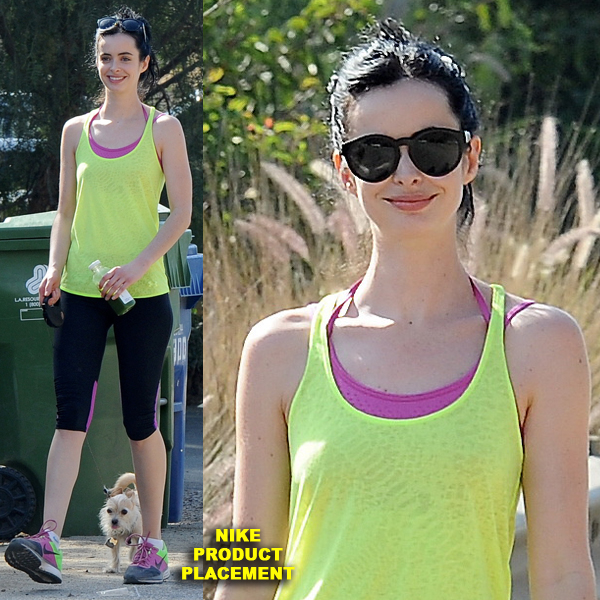 Krysten Ritter goes for a jog in Runyon Canyon Park