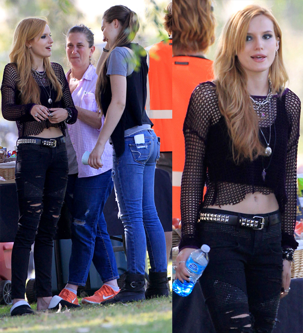 EXCLUSIVE: Bella Thorne goes for a gothic look on the set of her upcoming horror movie 'Amityville'